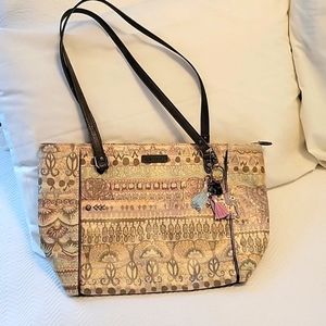 Sakroots Multi Pattern Handbag w/ Elephant and Tassels Bag Clip Keychain